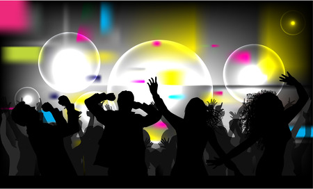 Dancing people silhouettes. Abstract background.のイラスト素材