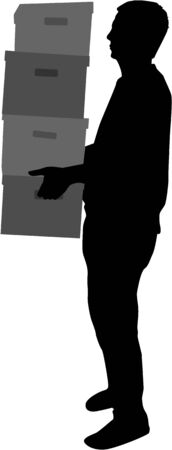 Silhouette of a man with boxes.のイラスト素材