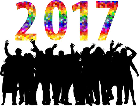 Silhouettes celebrate the new year.