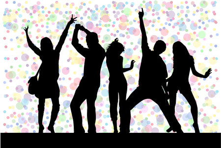 Dancing people silhouettes. Abstract background.のイラスト素材