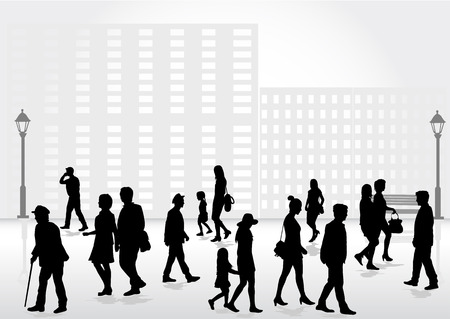 Group of people. Crowd of people silhouettes.のイラスト素材