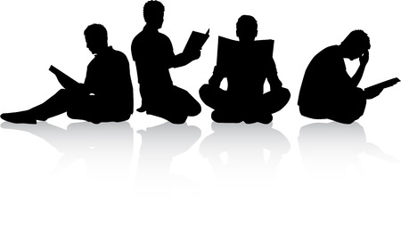 Silhouette of a man with a book.のイラスト素材