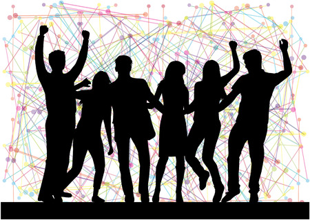 Dancing people silhouettes. Abstract background.のイラスト素材