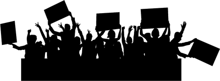 Protest people crowd silhouette.のイラスト素材