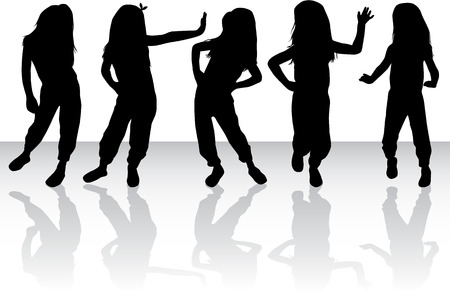 Vector silhouette of children  on white background.のイラスト素材