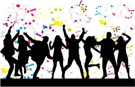 Dancing people silhouettes. Abstract background.のイラスト素材