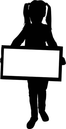 Silhouette of a girl with placards.のイラスト素材
