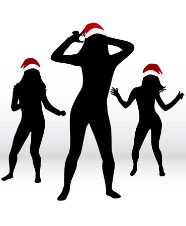 Dancing people. Christmas background .のイラスト素材