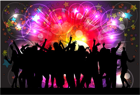 Dancing people silhouettes. Abstract background.のイラスト素材