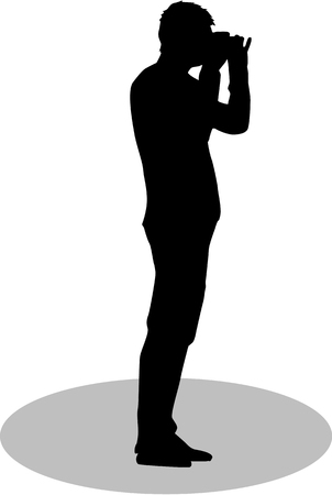 Silhouettte photographing man.のイラスト素材