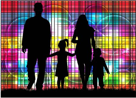 Family silhouettes . Abstract background.のイラスト素材