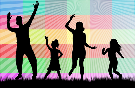 Vector silhouette of family.のイラスト素材