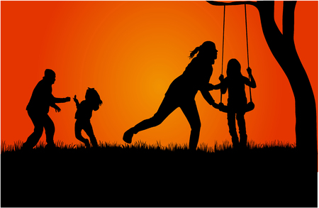 Family of silhouettes.のイラスト素材