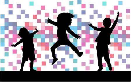 Dancing children. Silhouettes people conceptual.のイラスト素材