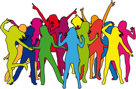 Dancing people silhouettes.のイラスト素材