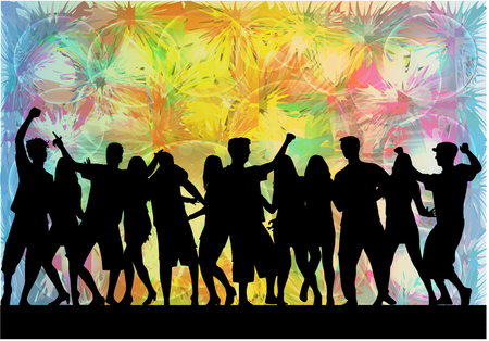 Dancing people silhouettes. Abstract background.のイラスト素材