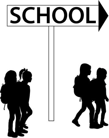 Children on their way to school.のイラスト素材
