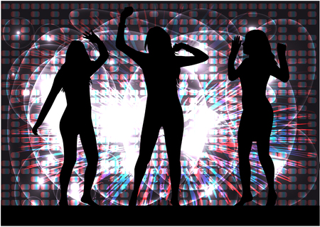 Dancing people silhouettes. Vector work.のイラスト素材