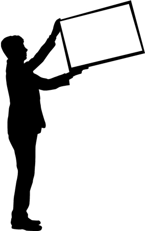 A man holding a banner.のイラスト素材