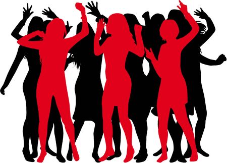 Dancing people silhouettes.のイラスト素材