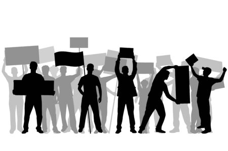 Manifestation - a group of people protesting.のイラスト素材