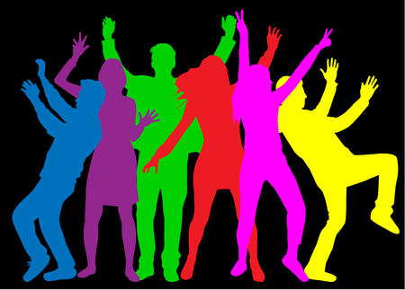 Dancing people silhouettes.のイラスト素材