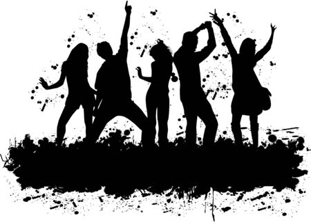 Dancing people silhouettes. Vector work.のイラスト素材