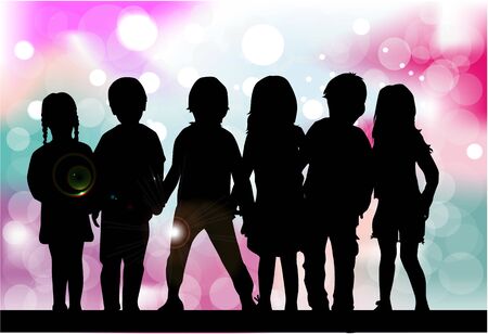 Children silhouette. Abstract background.のイラスト素材