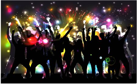 Dancing people silhouettes. Vector work.のイラスト素材