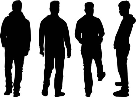 Black silhouette of a man. Vector illustration.のイラスト素材