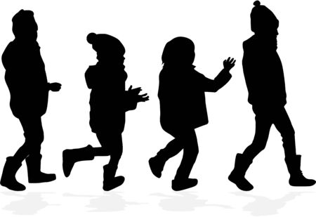 Childrens black silhouettes.のイラスト素材