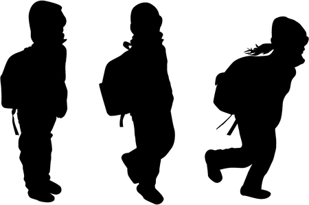 Childrens black silhouettes.のイラスト素材