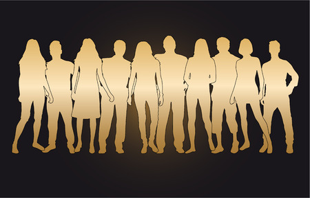 Group of people. Crowd of people silhouettes.のイラスト素材