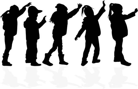 Childrens black silhouettes.のイラスト素材