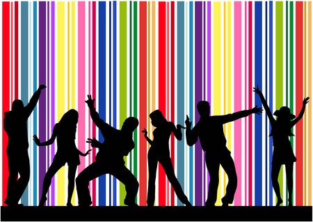 Dancing people silhouettes. Abstract background.のイラスト素材