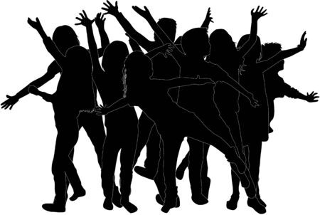 Children black silhouettes.のイラスト素材