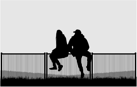 Silhouettes of a couple of peopleのイラスト素材