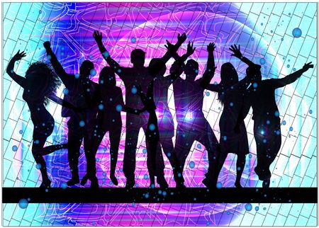 Dancing people silhouettes. Abstract background.のイラスト素材