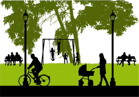 People silhouettes, urban background.のイラスト素材