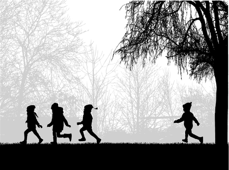 Children running in the park.のイラスト素材