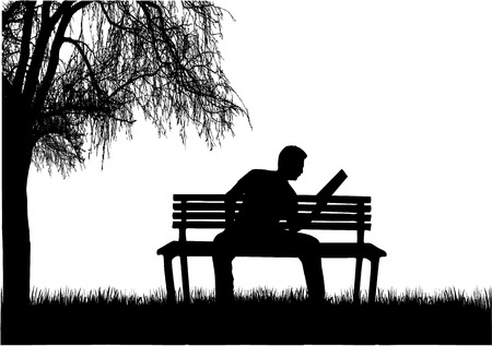 Silhouette of a man with a book.のイラスト素材