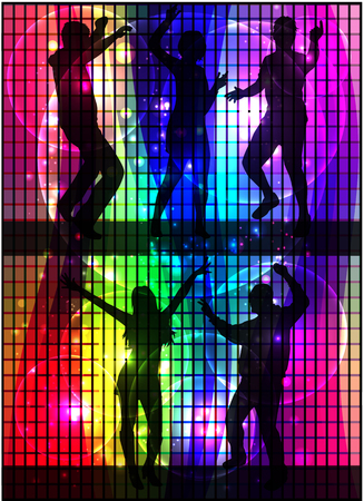 Dancing people silhouettes. Abstract background.のイラスト素材