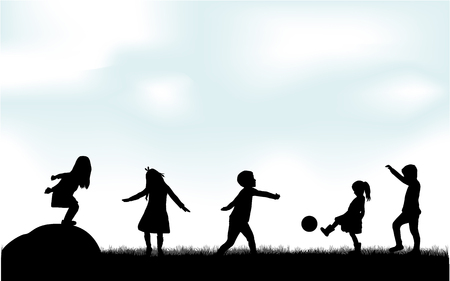 Playing with a ball.のイラスト素材