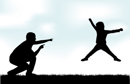 Vector silhouette of family.のイラスト素材