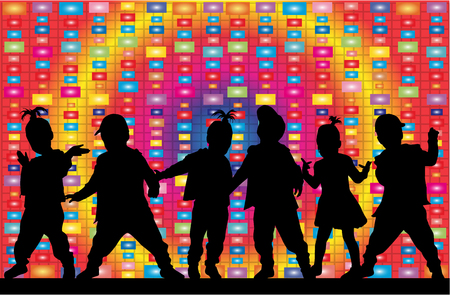 Children silhouette. Abstract background.のイラスト素材