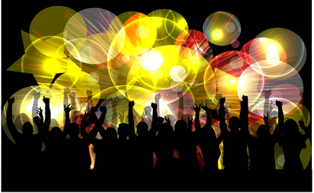 Dancing people silhouettes. Abstract background.のイラスト素材