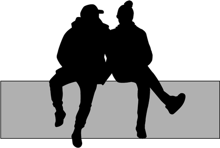 A couple sitting people.のイラスト素材