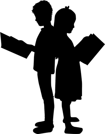 The child is reading a book.のイラスト素材