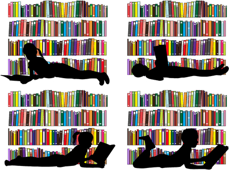 A children with a book.のイラスト素材