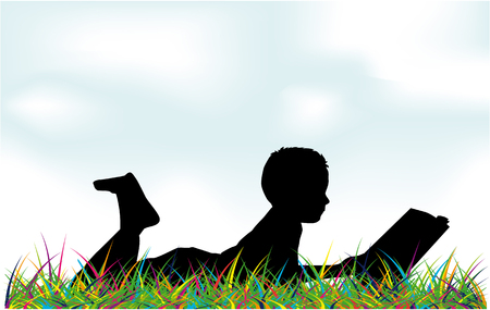 Reading books on nature.のイラスト素材